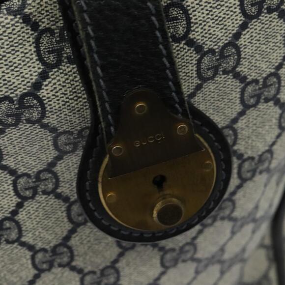 GUCCI GG Supreme Boston Bag Pvc Navy Gold - Picture 14 of 16